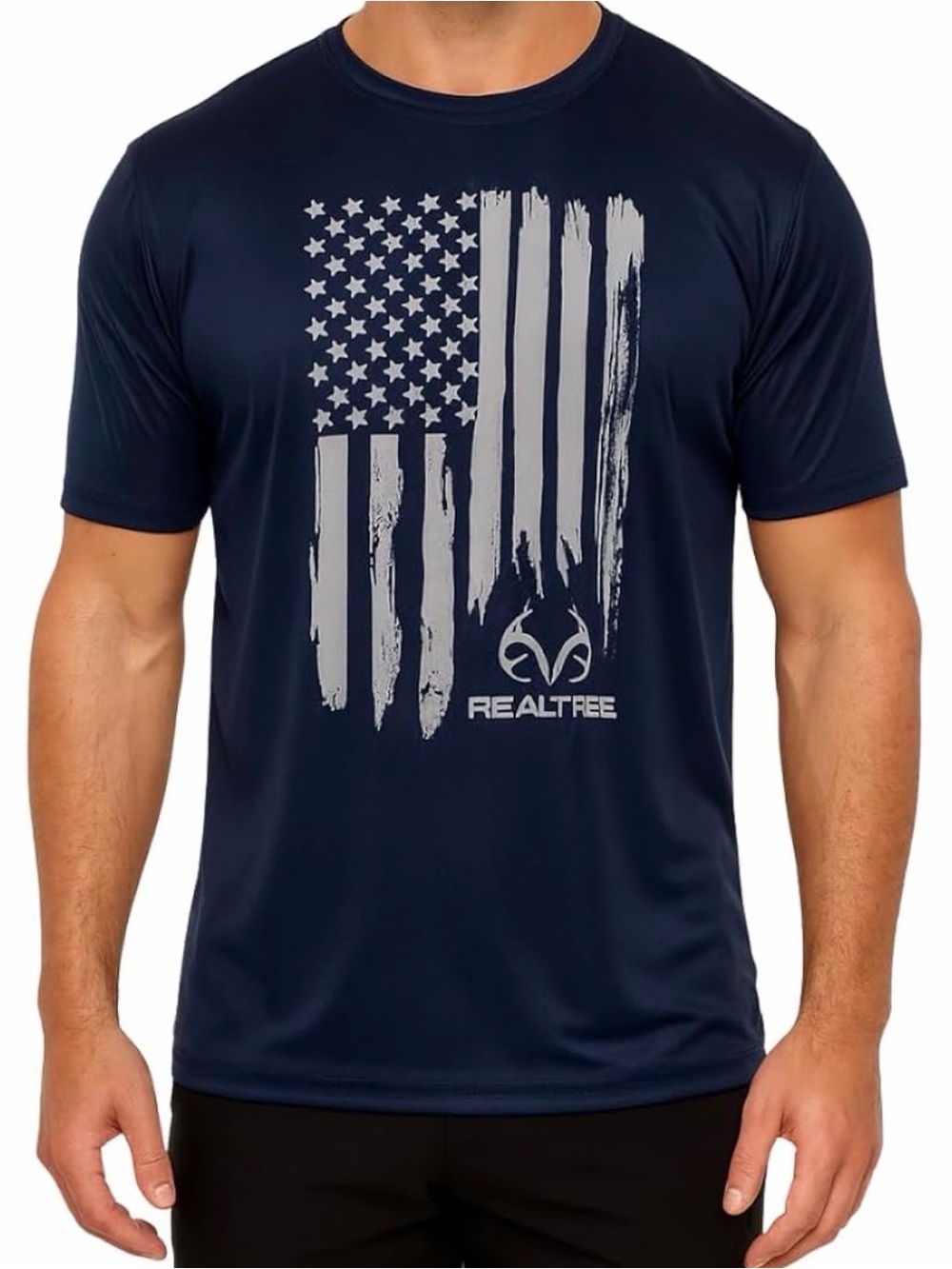 Realtree Unisex Navy Graphic Flag Performance Tee